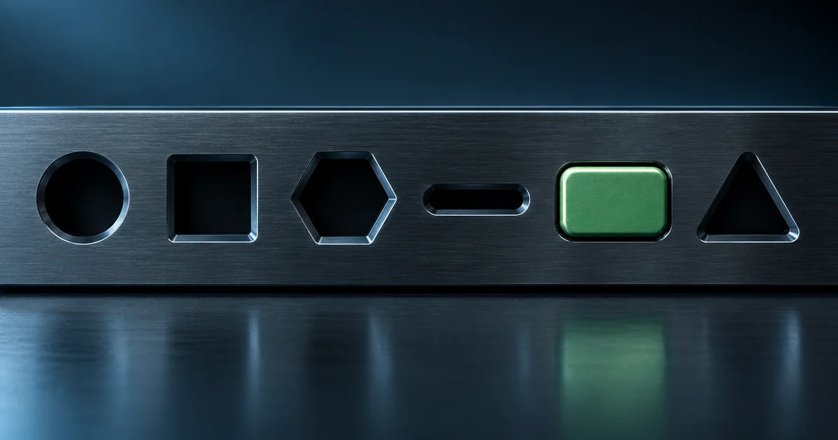 A row of differently shaped sockets set into a dark steel panel, with one green connector plugged into the socket that fits it, representing choosing the payment gateway that fits your market